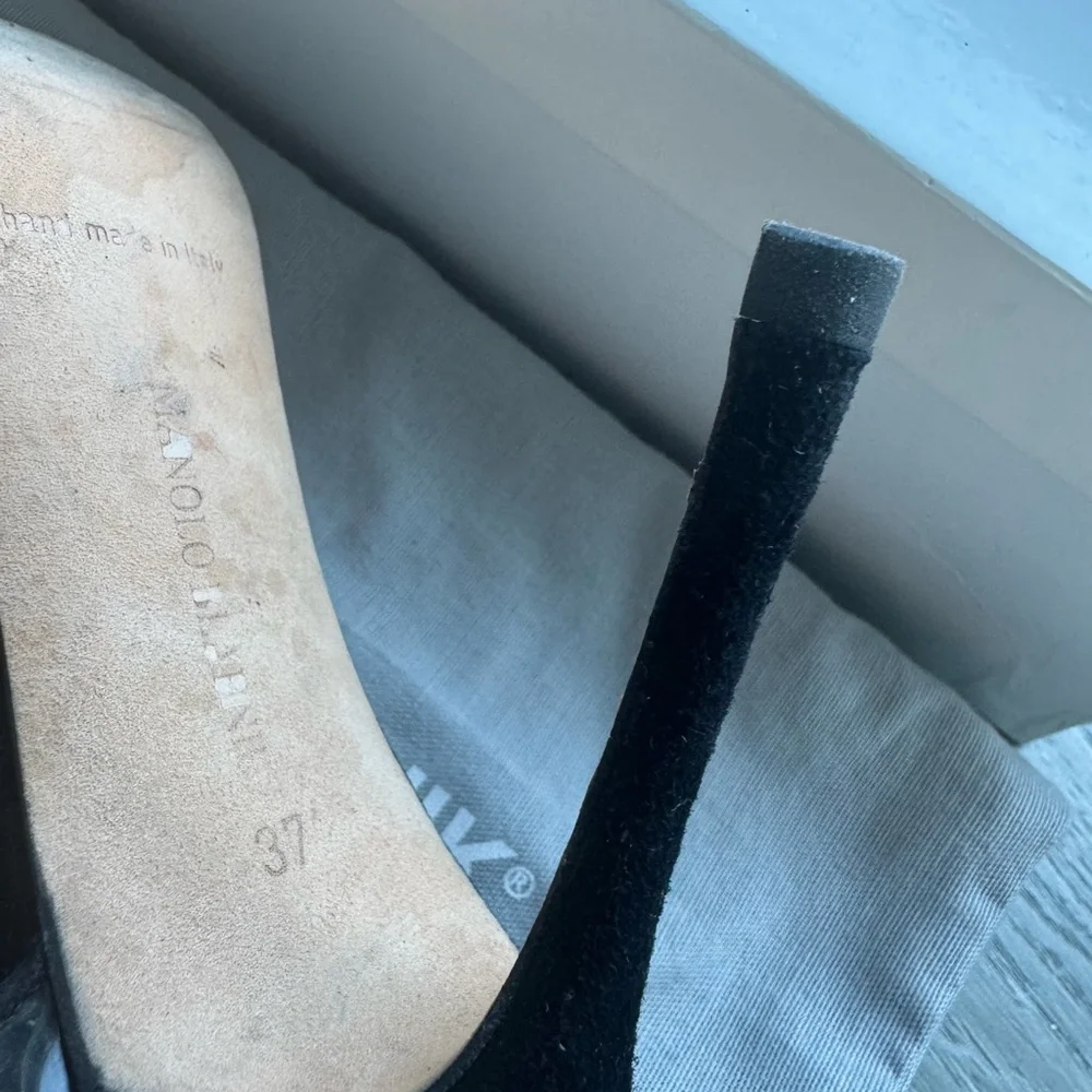 Manolo Blahnik Fersen 105MM Suede-Trimmed PVC Heel Sandals Size 37 - Picture 7 of 9